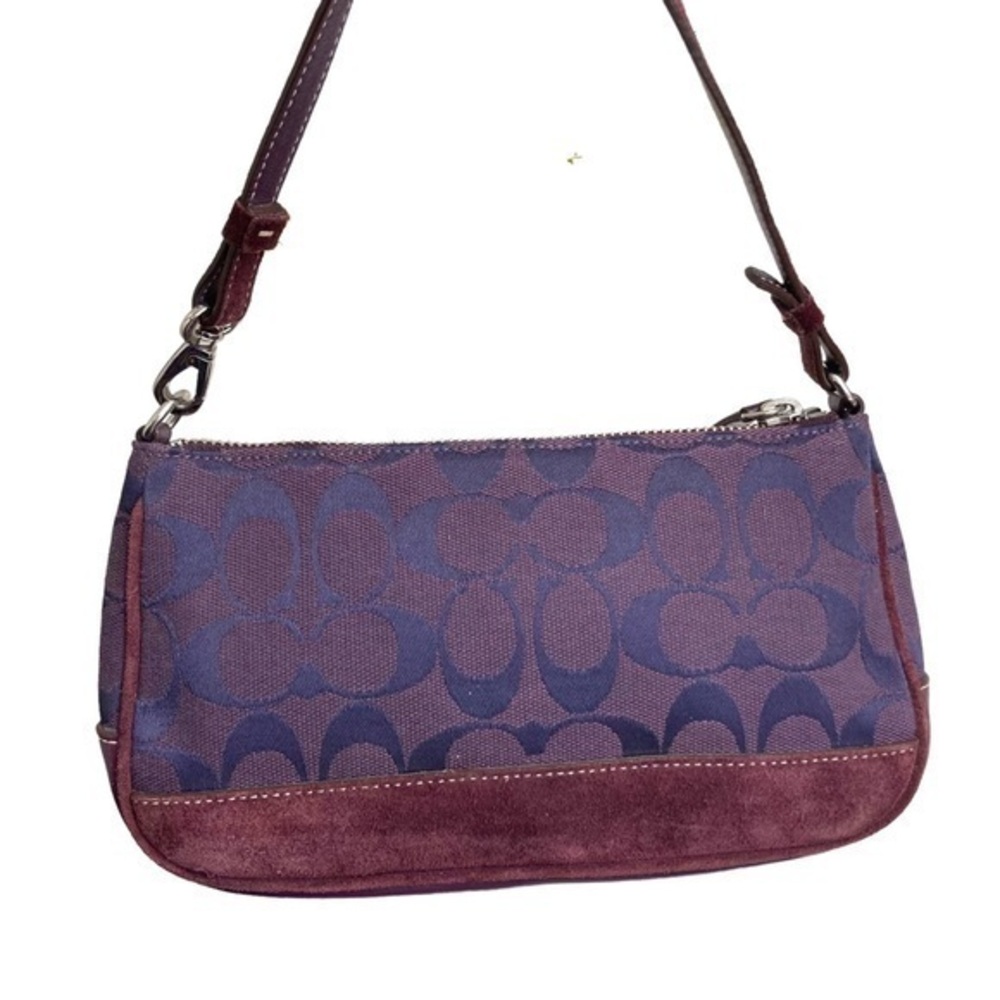 Coach 6094 purple signature/suede leather vintage mini Demi Hampton bag RARE y2k